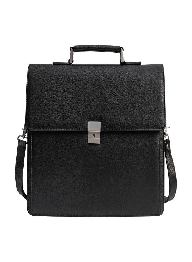 VOYLUX Mens Leather Briefcases Office Attorney Attache Case Ideal Gift Messenger Bag w/Padded Compartment for 15.6" Laptop, Black - Image 1